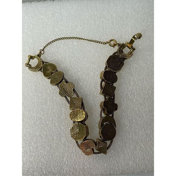 Vintage Gold Tone Slide Charm Bracelet 7.25” Long - Picture 8 of 8